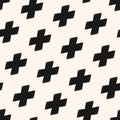 Vector minimalist geometric seamless pattern with crosses in diagonal array Royalty Free Stock Photo