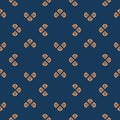 Vector minimalist geometric seamless pattern in deep blue and orange color Royalty Free Stock Photo