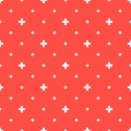 Vector minimalist geometric seamless pattern with small crosses. Red and white Royalty Free Stock Photo