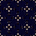 Vector minimalist seamless pattern. Gold and black geometric floral ornament Royalty Free Stock Photo