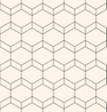 Vector minimalist seamless pattern. Simple abstract monochrome hexagon linear grid background Royalty Free Stock Photo