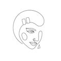Vector minimalist style portrait. Line, continuous linear woman portrait. Hand drawn abstract feminine print. Use for