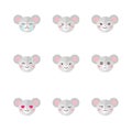 Vector minimalistic flat mouse emotions icon set Royalty Free Stock Photo
