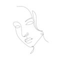 Vector Minimalistic Linear Face, Drawing Tempate, Drawn by One Line Face Isolated