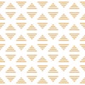 Vector minimalistic Striped golden triangles of rhombus Seamless pattern.