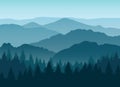 Misty Blue Mountain Silhouettes Background