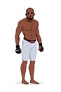 Vector mixed martial arts man wrestler wearing sportswear standing isolated on white background. Afro-american sportsman