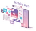 Vector mobile app creation illustration Royalty Free Stock Photo