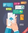 Vector mobile app development concept. Hands holding smart phone Royalty Free Stock Photo