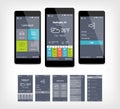 Vector mobile app ui set of modern design. Royalty Free Stock Photo