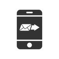 Vector mobile phone icon with the message sending icon. Simple design