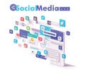 Vector mobile social media apps Royalty Free Stock Photo