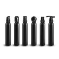 Black Set Plastic long mini vials with black different caps