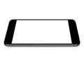 Vector, mock up phone black color lay flat on white screen