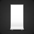 Vector mock up white blank vertical roll up advertising business banner display stand illustration realistic with shadow template Royalty Free Stock Photo