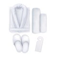 White Set Spa Towel, Slippers, Bathrobe, Door h Royalty Free Stock Photo