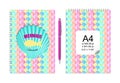 Vector Mockup with Mermaid Tail Scales Pattern for Trendy Notebook Covers