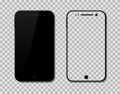 Vector mockup screen phone on isolated background. Smartphone device icon with blank display. Mobile phone in front view for app. Royalty Free Stock Photo