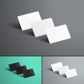 Vector Mockup of three gift or bank cards with shadows standing