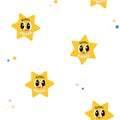 Vector Modern Abstract Playful Starry Sky Children Design on White seamless pattern background. Perfect for web design