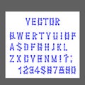 Vector of Modern Alphabet Letters and numbers, Lines stylized simulates the operation of the program s graphical editor, Minimal L Royalty Free Stock Photo