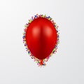 Vector modern balloon with confetti on white