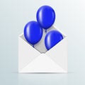 Vector modern blue balloons background for happy birthday or valentine day. Royalty Free Stock Photo