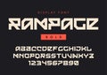 Vector modern bold display font named Rampage, blocky typeface,