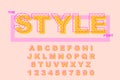 Vector of modern bold font and alphabet. Vintage Alphabet vector 80 s, 90 s