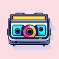 Vector of a modern boombox with a built-in camera on top