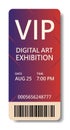Vector modern bright vertical VIP ticket with vibrant gradient, date, barcode Royalty Free Stock Photo