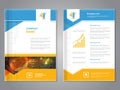 Vector modern brochure with triangle design, abstract flyer with technology background. Layout template. Poster of blue, yellow, r Royalty Free Stock Photo