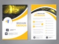 Vector modern brochure with wave design, abstract flyer with technology background. Layout template. Poster of black, yellow and w