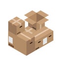 Vector modern cardboard boxes set. Delivery Royalty Free Stock Photo