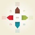 Vector modern design template. Four colorfully arrows with place