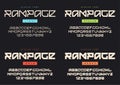Vector modern display font named Rampage. Light, regular, bold a
