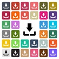 Vector modern Download flat design icon set in button