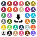 Vector modern Download flat design icon set in button Royalty Free Stock Photo