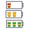 Vector modern flat coffee battery icon illustration concept. Morning energy concept, drink charging.