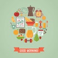 Vector modern flat design illustration of Good morning.