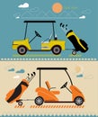 Vector modern flat design on summer golf car.