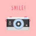 Vector modern flat design web icon, cool retro camera and Smile title Royalty Free Stock Photo