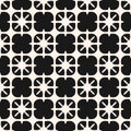 Vector floral geometric abstract pattern. Seamless black and white background. Old-fashioned simple geo design Royalty Free Stock Photo