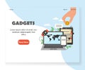 Vector modern gadgets website landing page design template Royalty Free Stock Photo