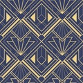 Abstract art deco geometric tiles pattern on blue background Royalty Free Stock Photo