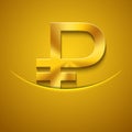 Vector modern gold ruble icon background.