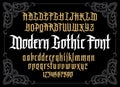 Vector modern gothic alphabet in frame