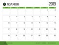 Vector of modern green calendar 2019 December in simple clea
