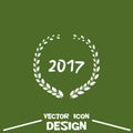 Vector modern green wreath 2017 - vintage green styled version, eps stock image, flat design.