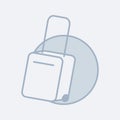 Vector modern icon of a suitcase on wheels. It represents a concept of travelling equipment